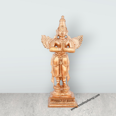 Garudan Statue - 4 x 2.5 Inches | Panchaloha Statue/ Standing Garuda Idol/ Garuda Murti for Pooja/ 225 Gms - Retail Maharaj
