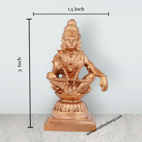 Ayyappan Statue - 3 x 1.5 Inches | Panchaloha Statue/ Ayyappa Idol/ Ayyappan Vigraham for Pooja/ 170 Gms - Retail Maharaj