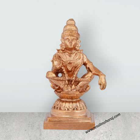 Ayyappan Statue - 3 x 1.5 Inches | Panchaloha Statue/ Ayyappa Idol/ Ayyappan Vigraham for Pooja/ 170 Gms - Retail Maharaj