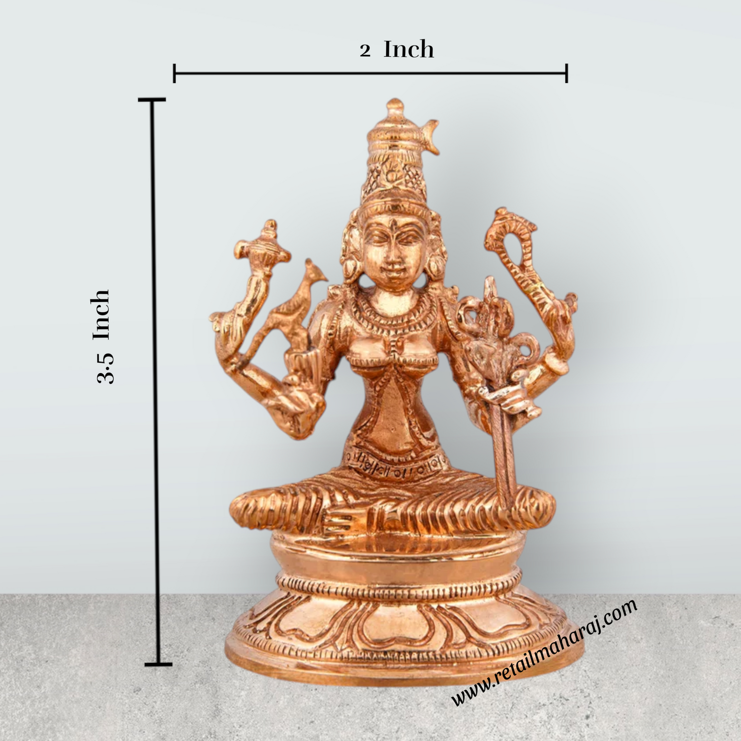 Kamatchi Amman Statue - 3.5 x 2 Inches | Panchaloha Statue/ Kamatchi Amman Silai for Pooja/ 200 Gms Approx - Retail Maharaj