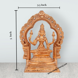 Lakshmi Idol With Arch - 5 x 3.5 Inches | Panchaloha Statue/ Sitting Laxmi Idol for Pooja/ 580 Gms Approx - Retail Maharaj