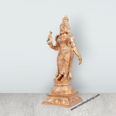 Meenakshi Amman Statue - 6 x 2.5 Inches | Panchaloha Statue/ Standing Meenakshi Amman Idol for Pooja/ 440 Gms - Retail Maharaj