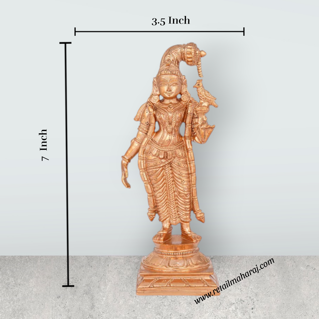 Goda Devi - 7 x 3.5 Inches | Panchaloha Statue/ Standing Andal Statue for Pooja/ 635 Gms Approx - Retail Maharaj