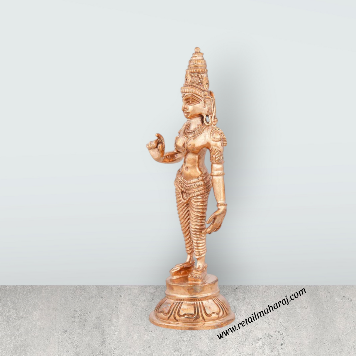 Parvati Murti - 4 x 1 Inches | Panchaloha Statue/ Standing Parvati Statue/ Parvati Idol for Pooja/ 95 Gms Approx - Retail Maharaj