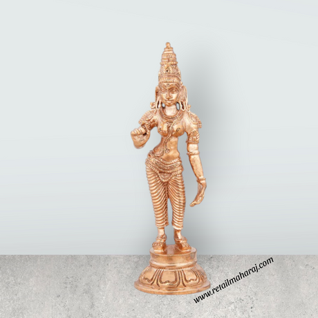 Parvati Murti - 4 x 1 Inches | Panchaloha Statue/ Standing Parvati Statue/ Parvati Idol for Pooja/ 95 Gms Approx - Retail Maharaj
