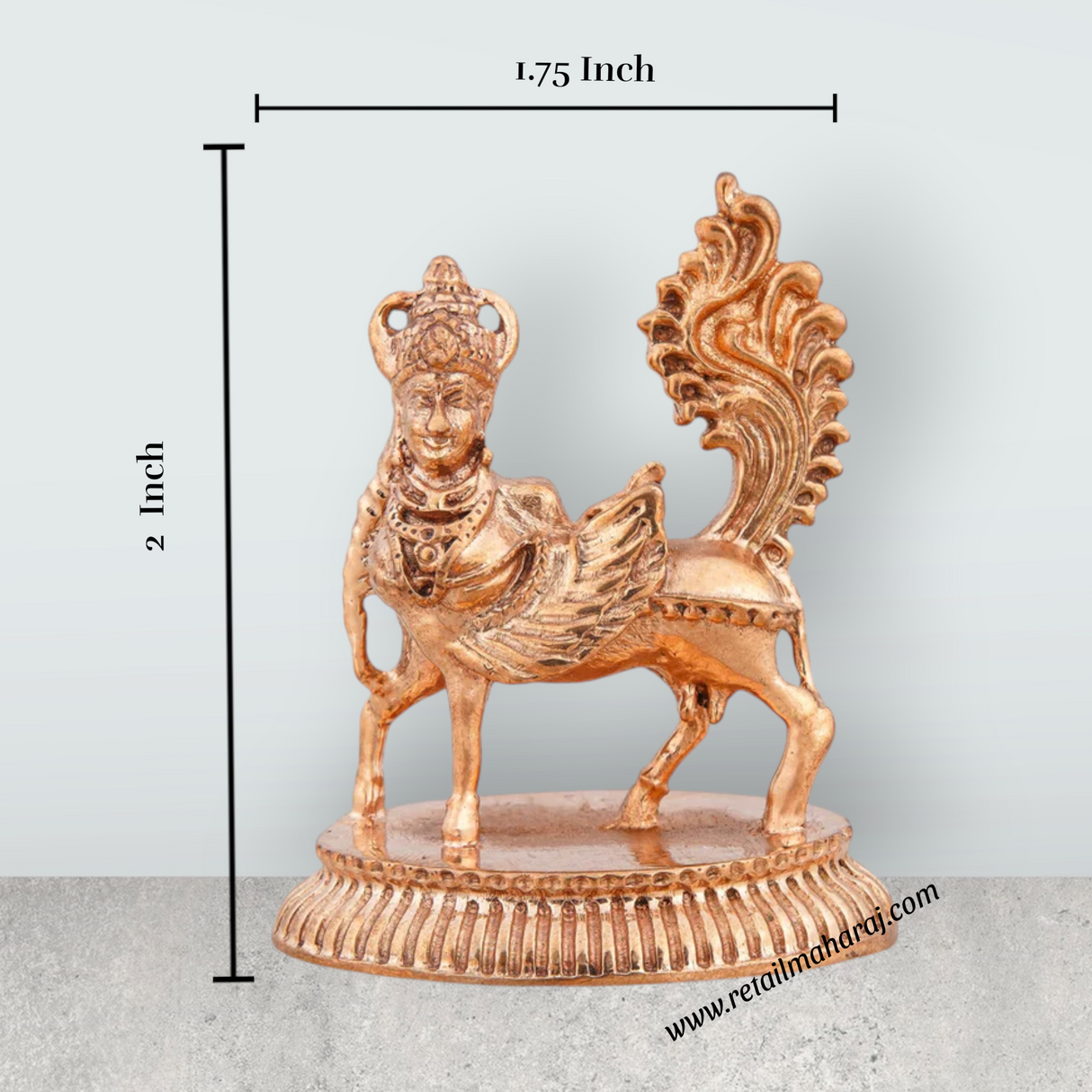 Kamadhenu Idol - 2 x 1.75 Inches | Panchaloha Statue/ Kamdhenu Murti/ Kamadhenu Statue for Pooja/ 65 Gms Approx - Retail Maharaj