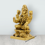 Lakshmi Idol Sitting On Flower Base - 2 x 1.5 Inches | Antique Brass Idol/ Laxmi Idol for Pooja - Retail Maharaj