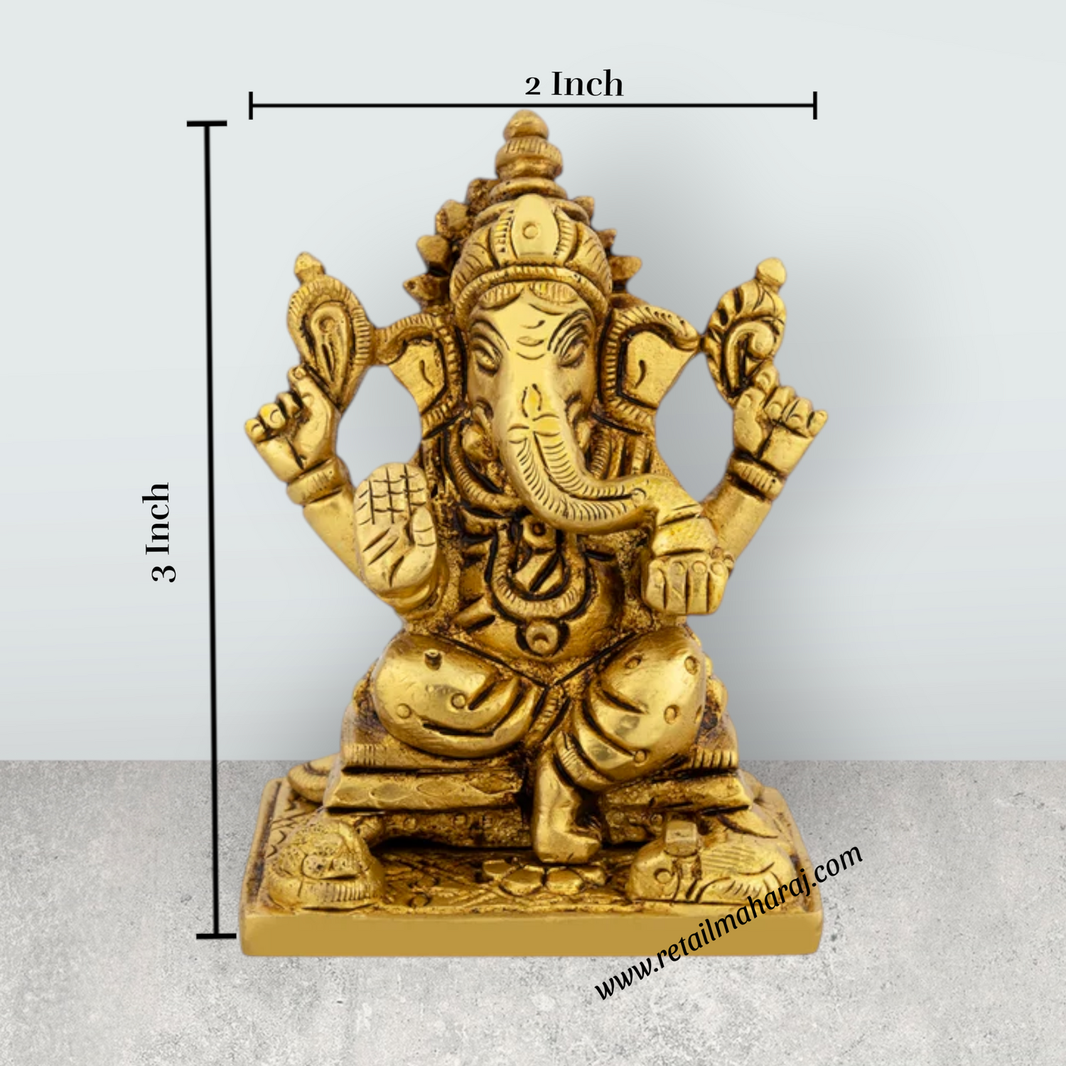 Lakshmi Idol & Ganesh Idol Sitting On Base Pair - 3 x 2 Inches | Brass Idol/ Ganpati Murti & Laxmi Murti for Pooja - Retail Maharaj