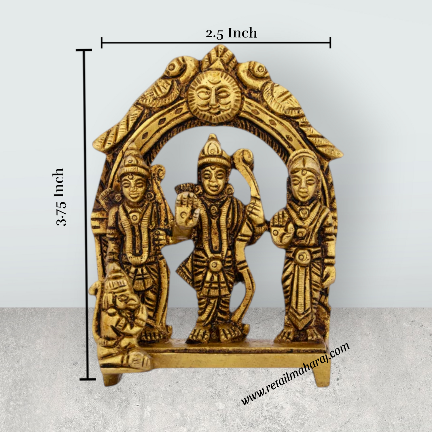 Ram Darbar Murti With Arch - 3.75 x 2.5 Inches | Antique Brass Idol/ Ram Darbar Idol for Pooja