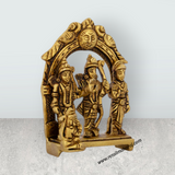 Ram Darbar Murti With Arch - 3.75 x 2.5 Inches | Antique Brass Idol/ Ram Darbar Idol for Pooja