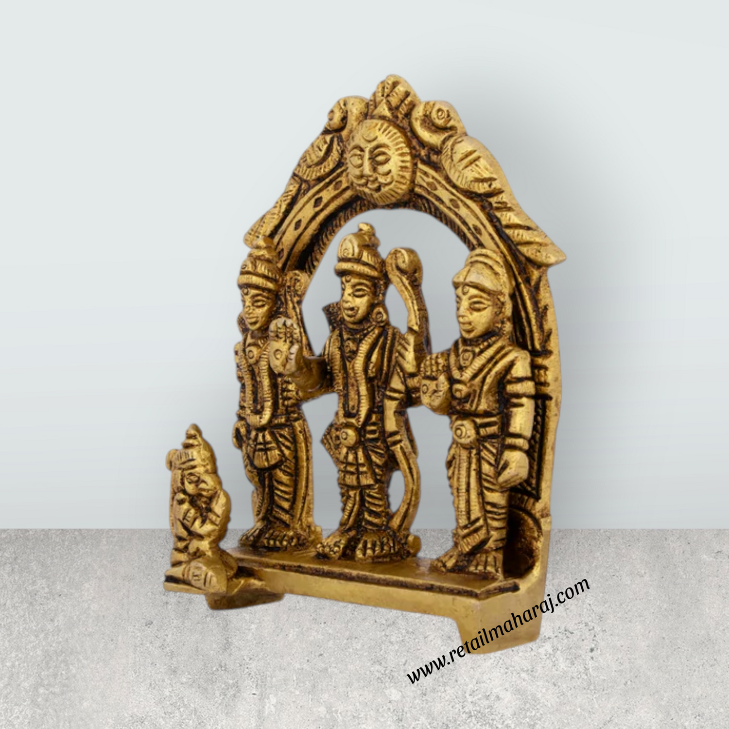 Ram Darbar Murti With Arch - 3.75 x 2.5 Inches | Antique Brass Idol/ Ram Darbar Idol for Pooja