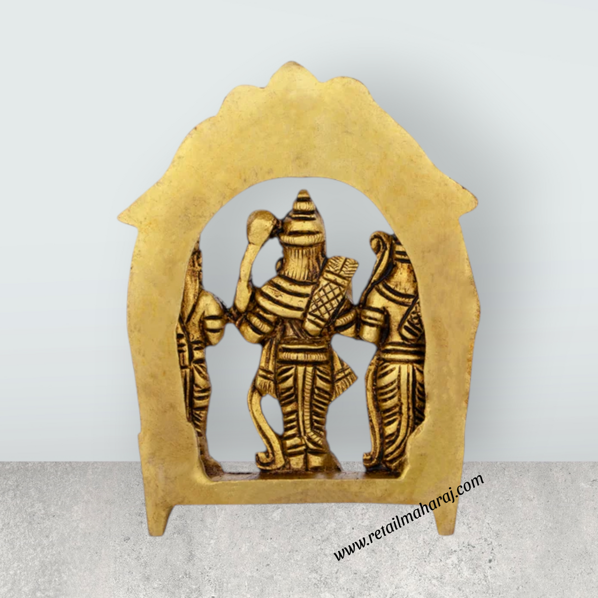 Ram Darbar Murti With Arch - 3.75 x 2.5 Inches | Antique Brass Idol/ Ram Darbar Idol for Pooja