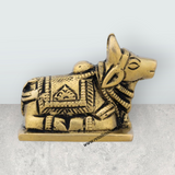 Nandi Statue With Base - 1.5 x 1.5 Inches | Antique Brass Nandi Murti/ Nandhi Statue for Pooja & Worship