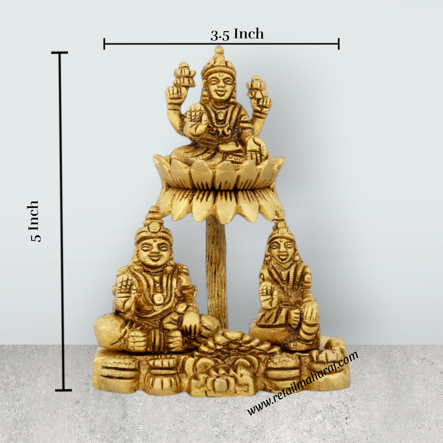 Kubera Lakshmi Statue With Chitralekha - 5 x 3.5 Inches | Antique Brass Idol/ Laxmi Kuber Idol for Pooja - Retail Maharaj