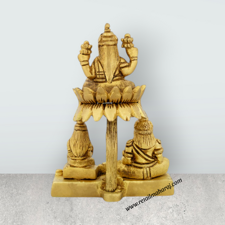 Kubera Lakshmi Statue With Chitralekha - 5 x 3.5 Inches | Antique Brass Idol/ Laxmi Kuber Idol for Pooja - Retail Maharaj