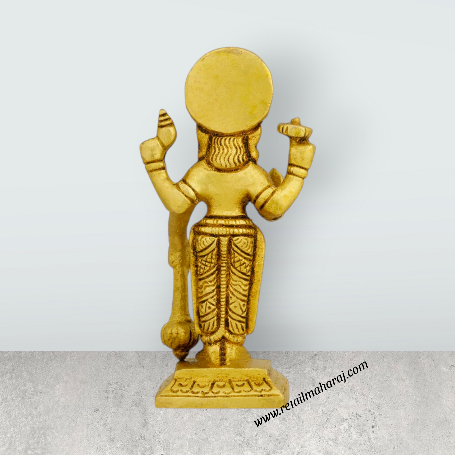 Vishnu Murti Standing On Base - 4.25 x 2 Inches | Antique Brass Idol/ Vishnu Idol for Worship