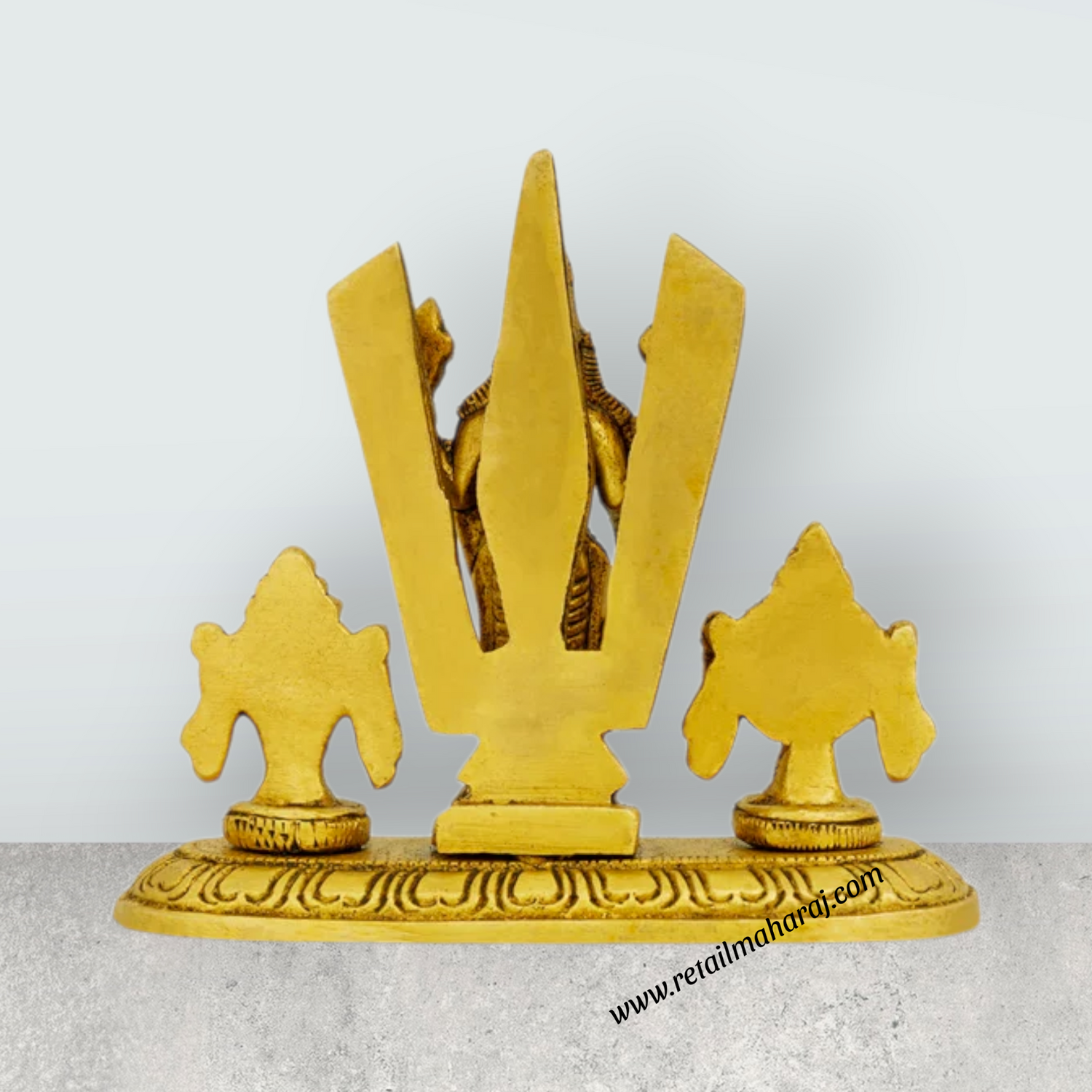 Balaji Shankh Chakra With Namam - 3.5 x 4 Inches | Antique Brass Idol/ Vishnu Murti With Base for Worship
