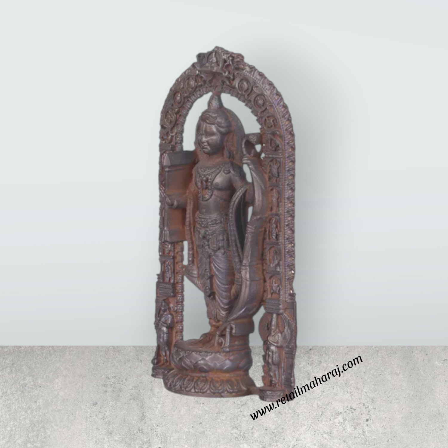 Ayothi Ramar With Arch Murti – 4.5 x 2.75 Inches Copper Idol / Ayodhya Rama Statue for Pooja - Retail Maharaj