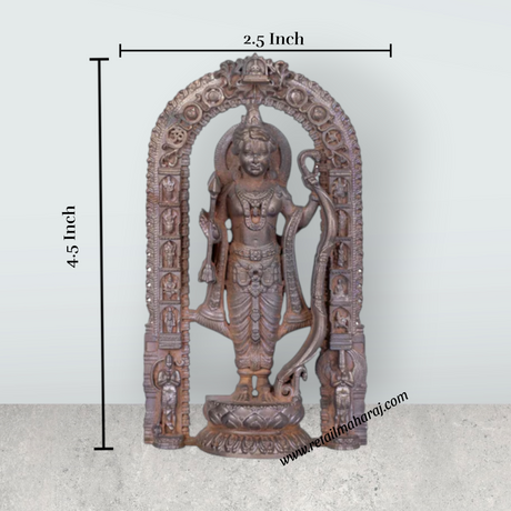 Ayothi Ramar With Arch Murti – 4.5 x 2.75 Inches Copper Idol / Ayodhya Rama Statue for Pooja - Retail Maharaj