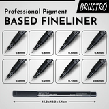 Brustro Professional Pigment Fineliner Set of 8 Black Ink for Technical Drawing - Retail Maharaj