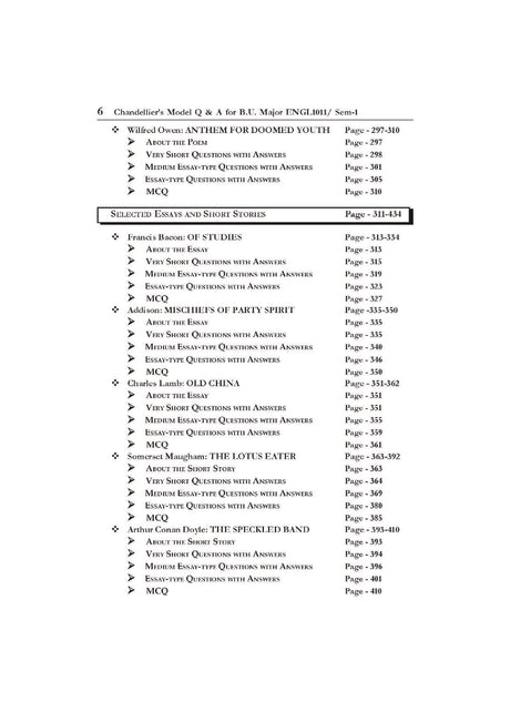 A MODEL QUE. & ANS. FOR IND. TO SELECTED POETRY & PROSE (ENGL1011), SEM-1, B.U. (English Version) - Retail Maharaj