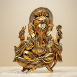Metal Ganesha Ji Statue Decorative Showpiece – Handcrafted Ganpati Idol for Home Decor & Auspicious Gifting (Glossy Finish, Made in India)