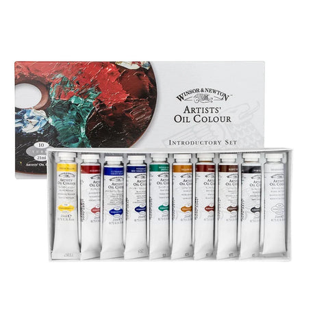 Winsor & Newton Artists' Oil Colour Paint Set 10 x 21ml Tubes for Professional Artists - Retail Maharaj