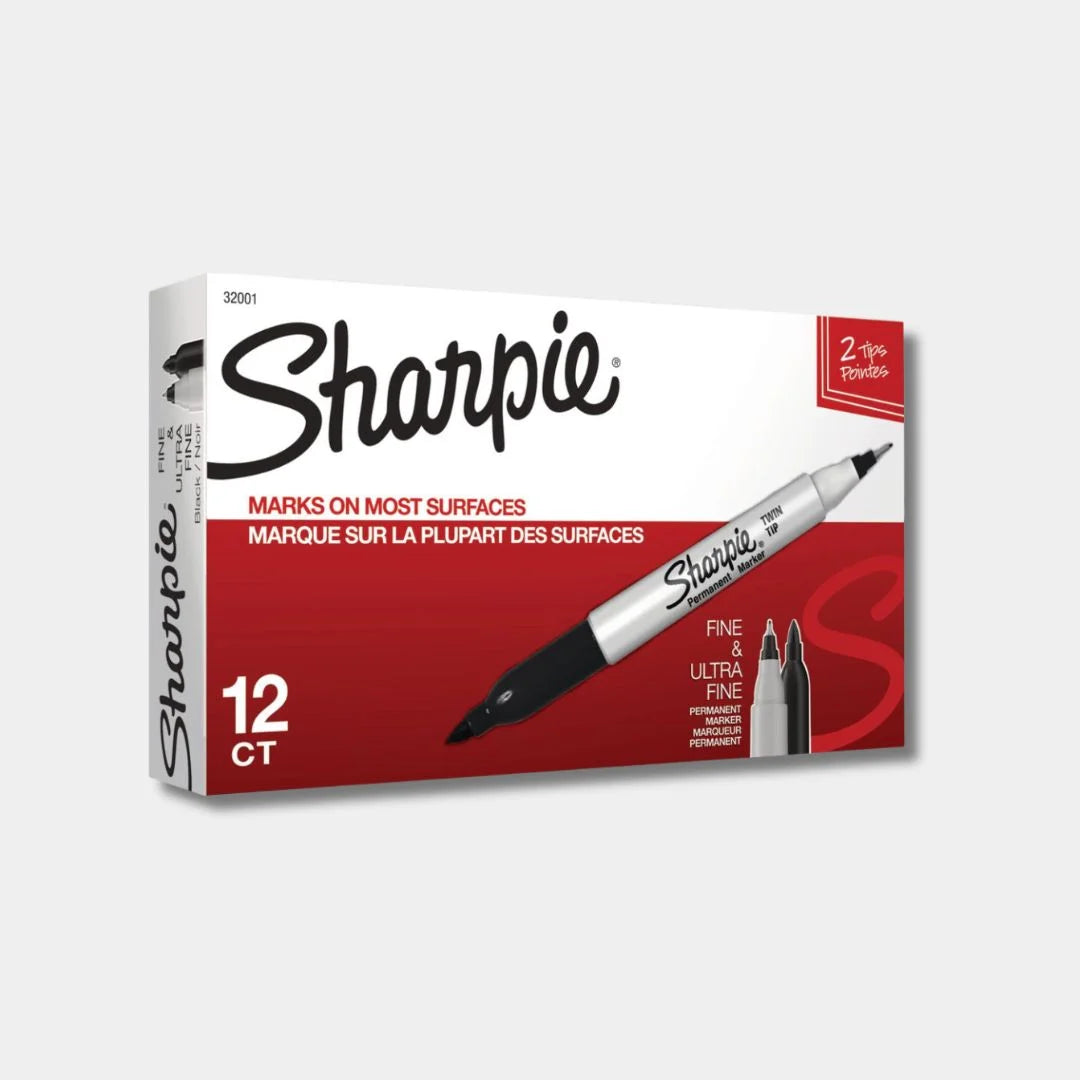 Sharpie Twin Tip Black Pack of 12 for Versatile and Precise Marking - Retail Maharaj