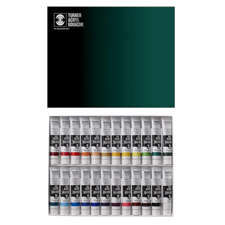 Turner Acrylic Gouache Colour Paint Set 24 Tubes 20ml Each - Retail Maharaj