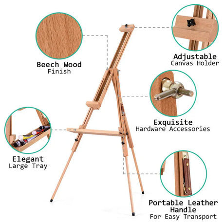 Brustro Heavy Duty Wooden Easel Stand for Painting Sketching and Canvas Display - Retail Maharaj