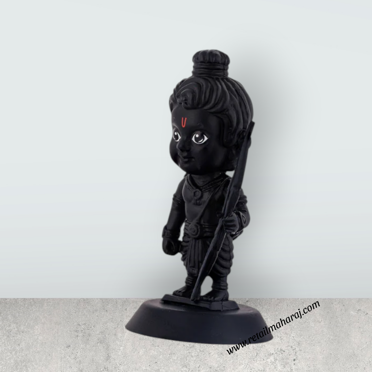 Ayodhya Ram Lalla Ji Car Dashboard Stand - 4 x 1.5 Inches | Car Decor / Black Colour Rama Idol For Gifting - Retail Maharaj