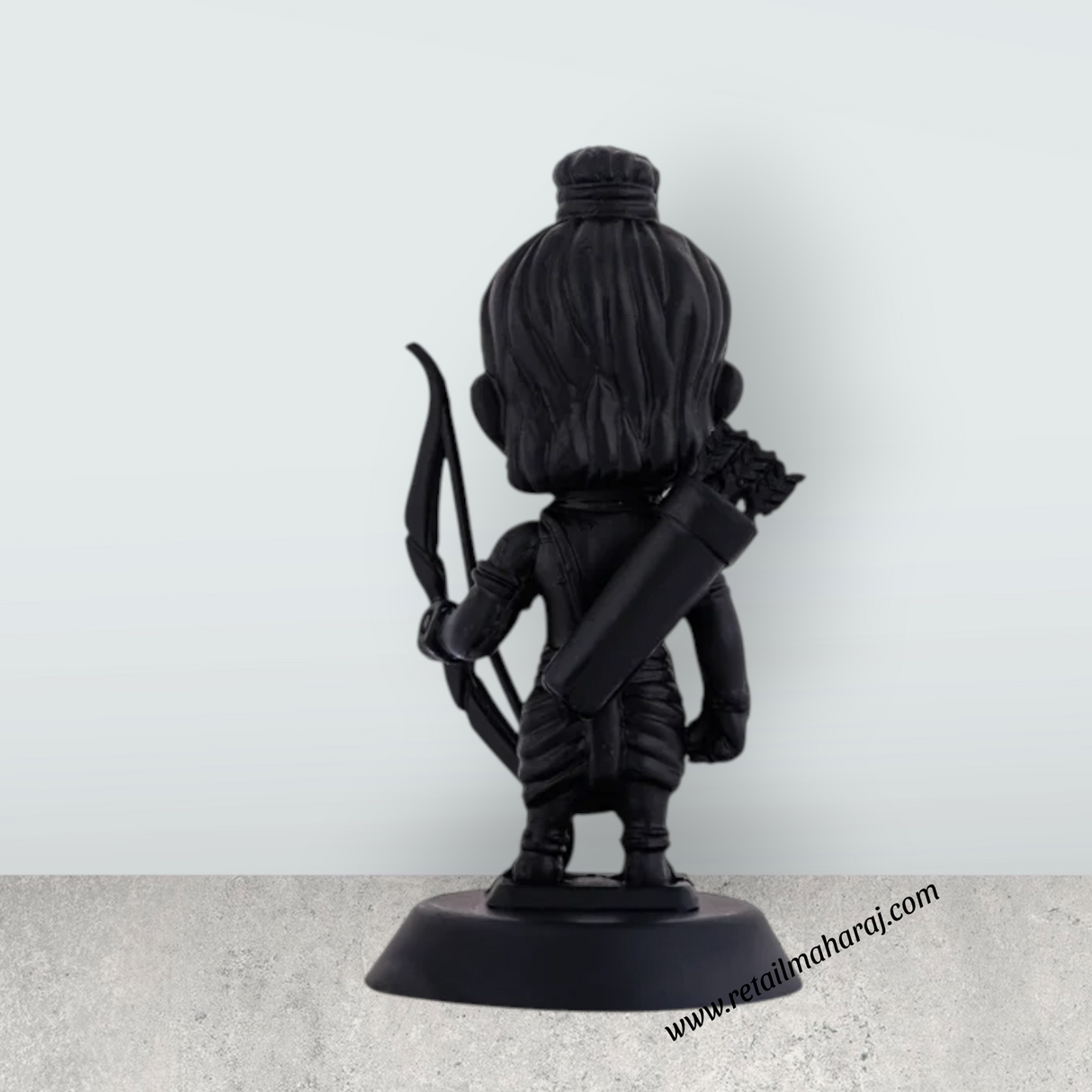 Ayodhya Ram Lalla Ji Car Dashboard Stand - 4 x 1.5 Inches | Car Decor / Black Colour Rama Idol For Gifting - Retail Maharaj