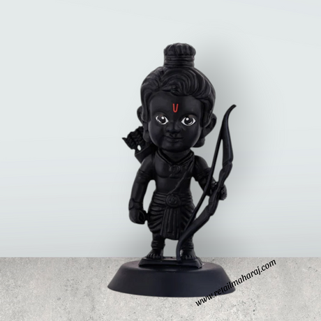 Ayodhya Ram Lalla Ji Car Dashboard Stand - 4 x 1.5 Inches | Car Decor / Black Colour Rama Idol For Gifting - Retail Maharaj