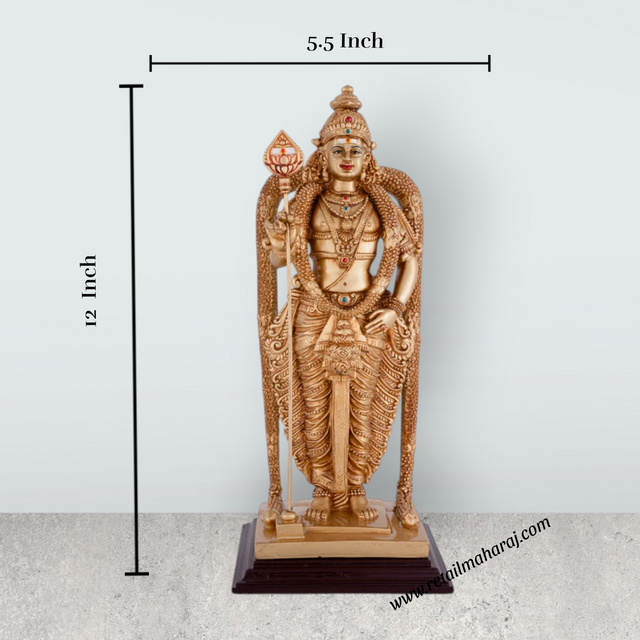 Murugan Statue - 12 x 5.5 Inches | Resin Standing Kartikeya Statue for Pooja - Retail Maharaj