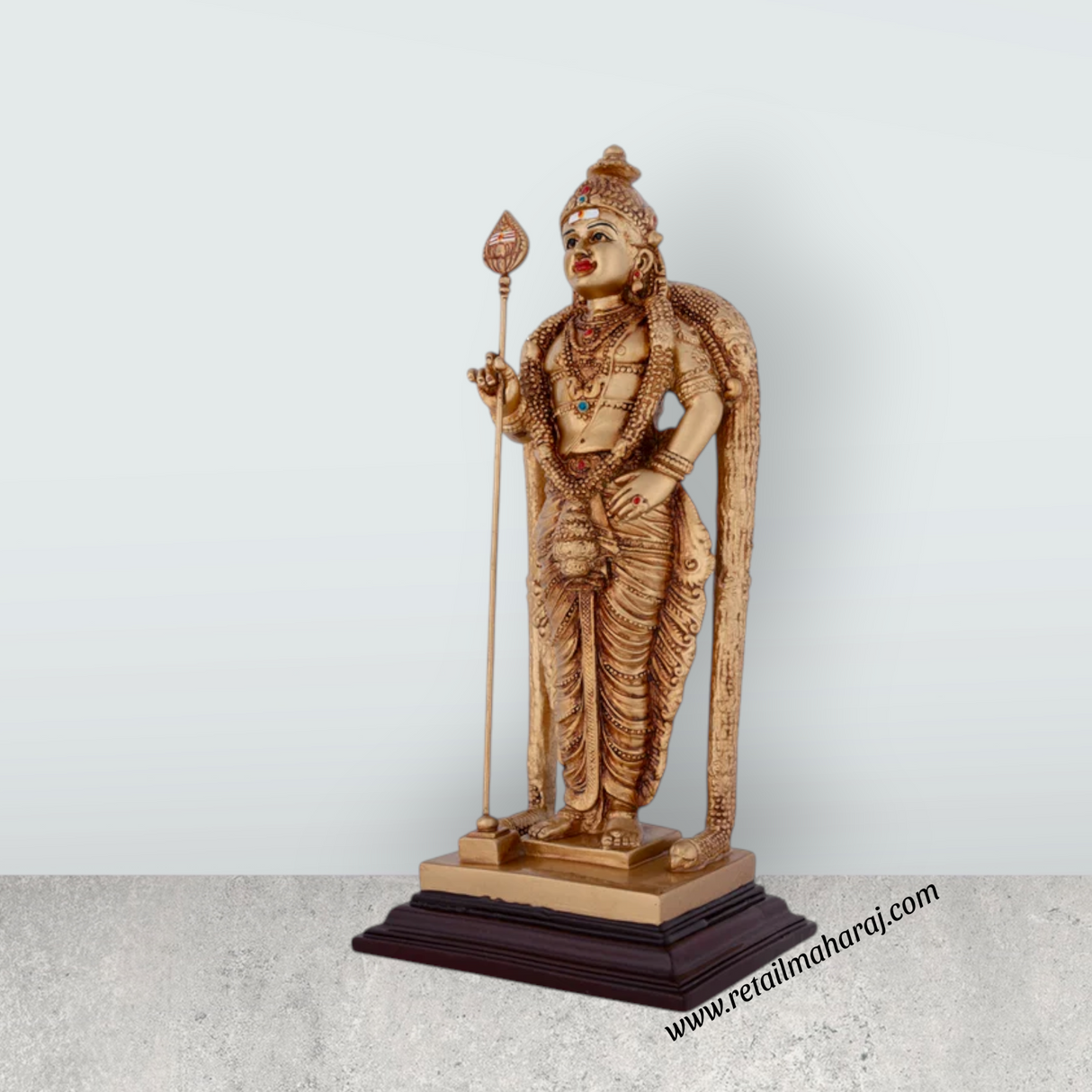 Murugan Statue - 9 x 4.5 Inches | Resin Standing Kartikeya Statue for Pooja - Retail Maharaj