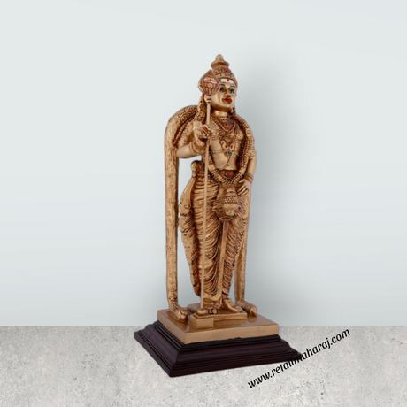 Murugan Statue - 9 x 4.5 Inches | Resin Standing Kartikeya Statue for Pooja - Retail Maharaj