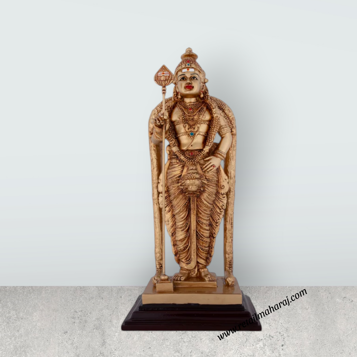 Murugan Statue - 9 x 4.5 Inches | Resin Standing Kartikeya Statue for Pooja - Retail Maharaj