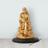 Saibaba Statue – 10 x 7 Inches | Shirdi Sai Baba Idol/ Gold Polish Saibaba Idol for Pooja