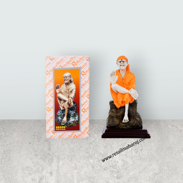 Shirdi Saibaba - 5 Inches | Sai Baba Murti/ Marble Dust Saibaba Statue/ Sai Baba Idol for Home - Retail Maharaj