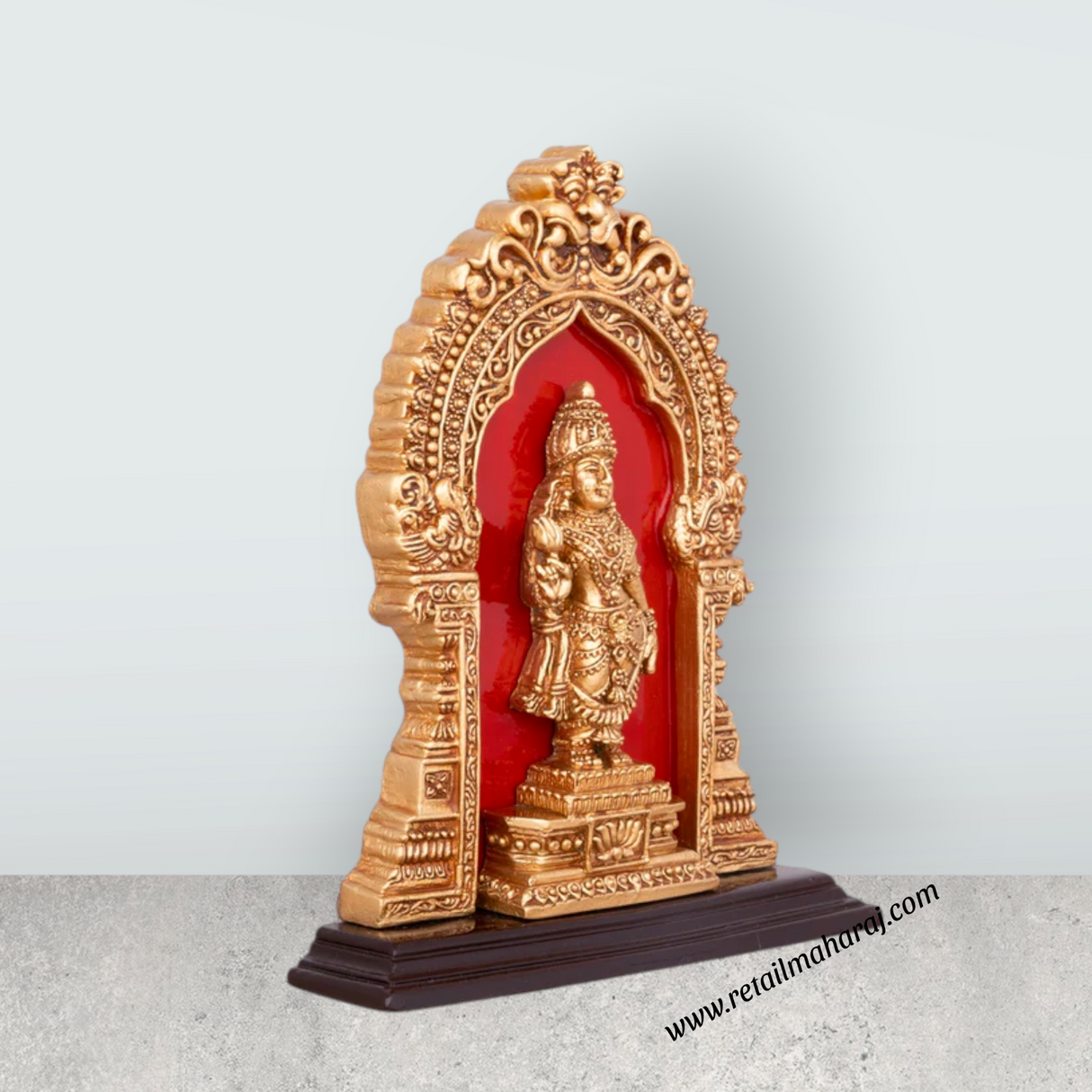 Kanyaka Parameswari Devi With Arch Standing On Base - 7.5 x 6 Inches | Resin Statue/ Kanyaka Parameswari for Pooja - Retail Maharaj