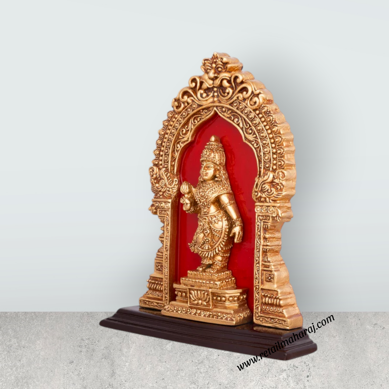 Kanyaka Parameswari Devi With Arch Standing On Base - 7.5 x 6 Inches | Resin Statue/ Kanyaka Parameswari for Pooja - Retail Maharaj