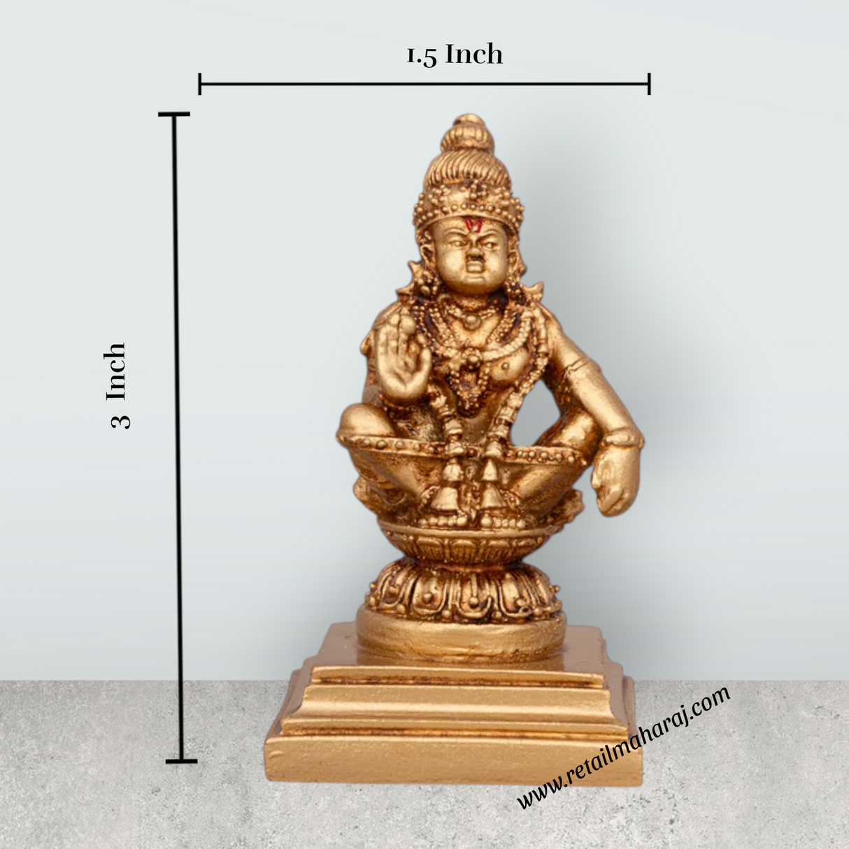 Ayyappan Statue - 3 x 1.5 Inches | Resin Statue/ Ayyappa Idol/ Ayyappan Vigraham for Pooja - Retail Maharaj
