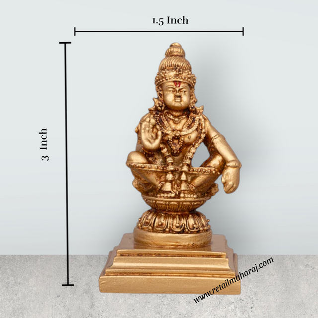 Ayyappan Statue - 3 x 1.5 Inches | Resin Statue/ Ayyappa Idol/ Ayyappan Vigraham for Pooja - Retail Maharaj