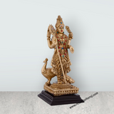 Murugan Statue With Peacock - 6 x 2.25 Inches | Resin Statue/ Standing Murugan Silai With Base for Pooja - Retail Maharaj