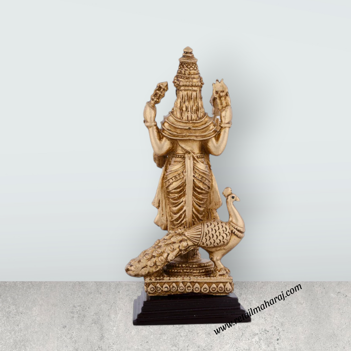 Murugan Statue With Peacock - 6 x 2.25 Inches | Resin Statue/ Standing Murugan Silai With Base for Pooja - Retail Maharaj