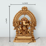 Ganesh Murti With Arch Sitting On Base - 4 x 2.5 Inches | Resin Vinayaka Statue for Pooja - Retail Maharaj