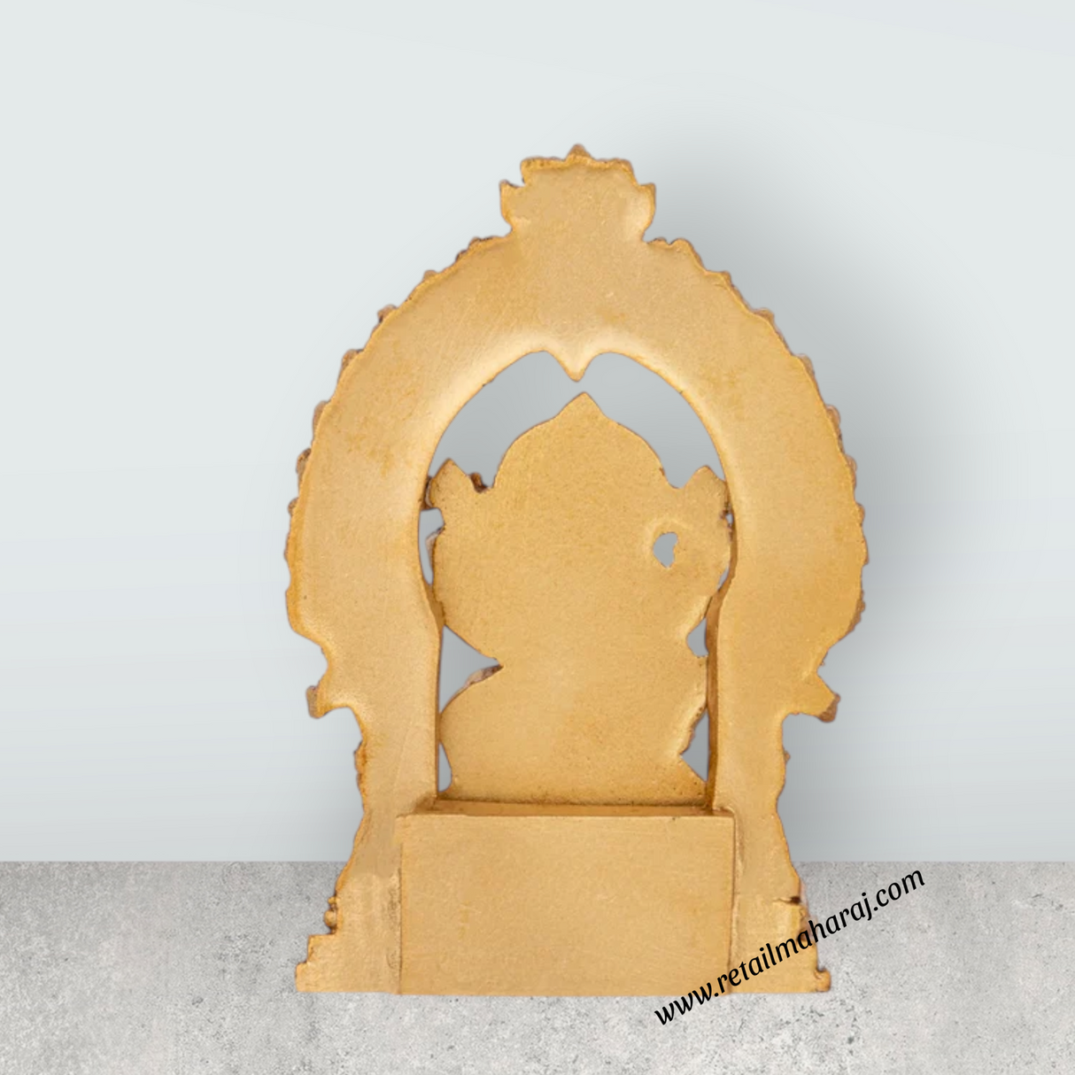 Ganesh Murti With Arch Sitting On Base - 4 x 2.5 Inches | Resin Vinayaka Statue for Pooja - Retail Maharaj