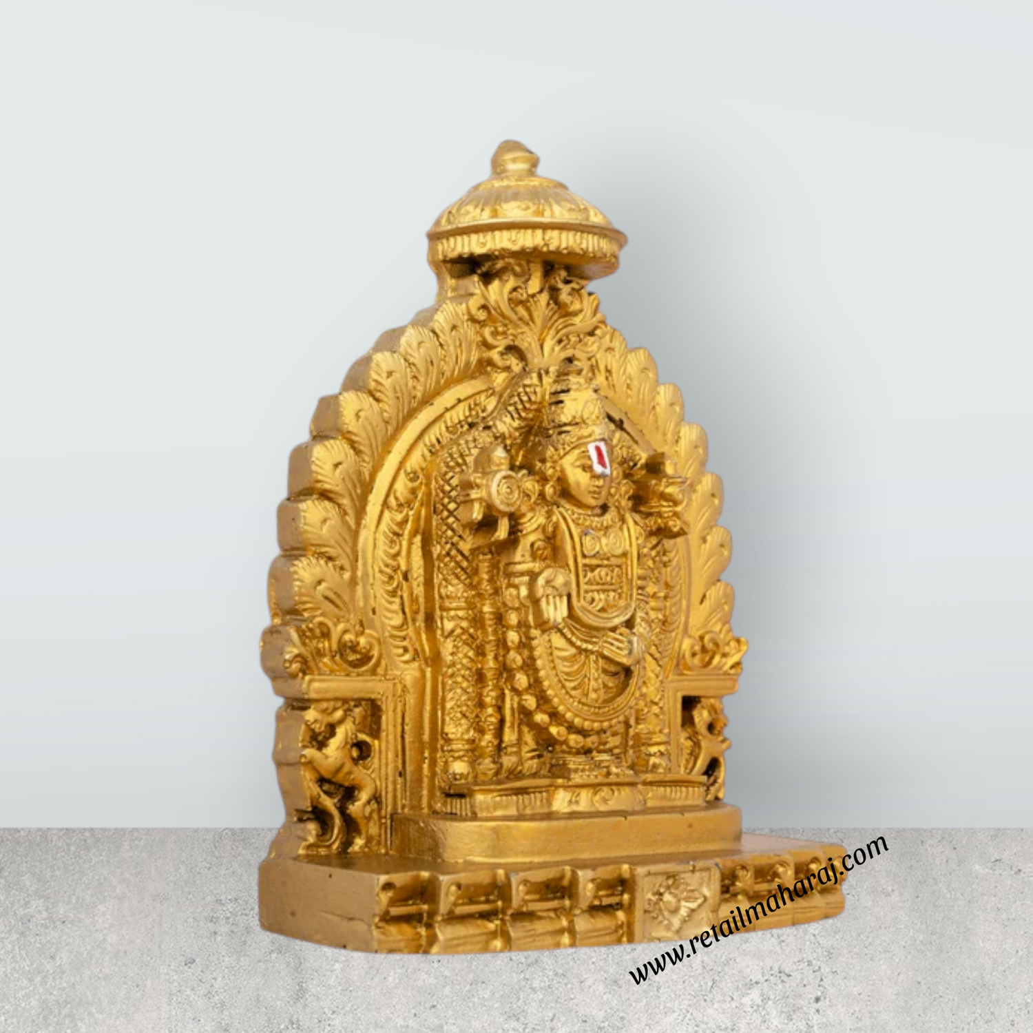 Simhasan Balaji Murti - 5 x 4 Inch | Resin Statue/ Gold Polish Balaji Idol for Pooja/ 296 Gms Approx - Retail Maharaj