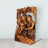 Radha Krishna Sitting Murti - 12 x 8 Inches | Wooden God Statue / Hindu God Murti Set / Radha Krishna Idol - Retail Maharaj