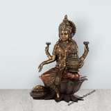 Lakshmi Idol Sitting On Lotus - 7 x 4 Inches | Resin Statue/ Laxmi Idol/ Lakshmi Murti for Pooja - Retail Maharaj